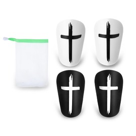 2 Pairs of Mini Shin Pads, Mini Shin Pads, Antivibration and Anti-Collision, Small Shin Pads, Children's Football, Suitable for Children, Teenagers and Adults (Black and White)