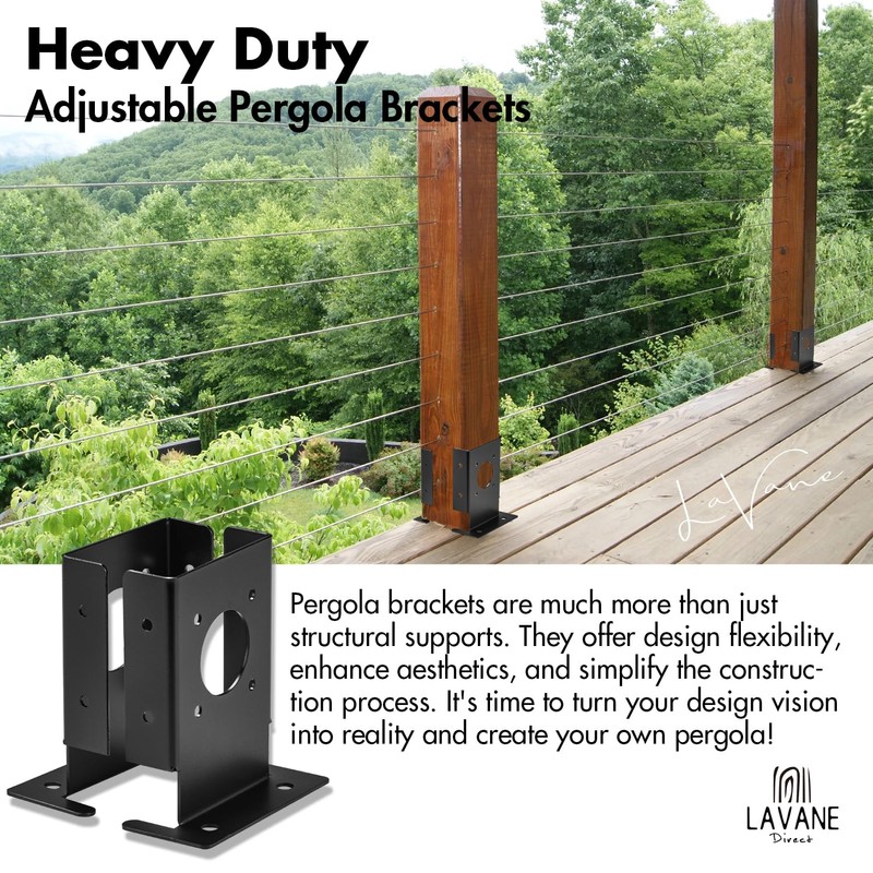 4PCS Adjustable Wood Fence Pergola Post Base Brackets Fit 4x4