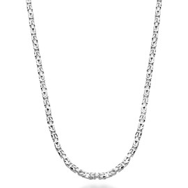 Miabella Solid 925 Sterling Silver Italian 3mm Square Byzantine Link Chain Necklace for Women Men, 925 Handmade in Italy (Length 22 Inches)