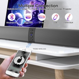 HYTAMY Sound Bar, SoundBar for Smart TV with 5.0 Bluetooth, 2 in 1 Detachable Surround Sound System, Sound Bar TV Speakers with Bluetooth/AUX Connect, Home Audio Surround Sound System for TV