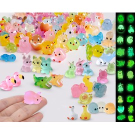 100 Pcs Luminous Tiny Resin Animals Bulk Mini Resin Animals Tiny Ducks Glow in The Dark to Hide Around the Office and Home, for Miniature Garden Accessories Fairy Garden Fish Tank Decorations