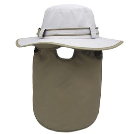 Ducclucc UPF50 Mens Sun Hat with Neck Flap Quick Dry UV Protection Cap Womens Wide Brim Fishing Hat Neck Flap Beach Garden, Off-white, One Size