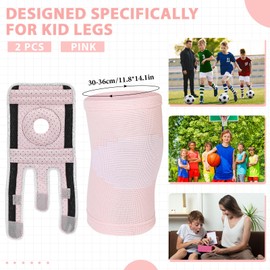 Relaxgiant 2 Pcs Kids Knee Brace Sleeve, Youth Knee Compression Sleeve for Children Knee Support Child Knee Pads for Boys Girls Basketball Volleyball Sports Gymnastics (Pink)