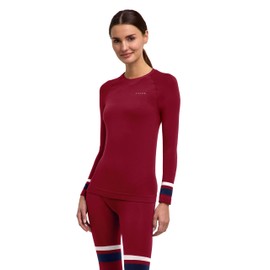 FALKE Maximum Warm Trend Round Neck W L/s Sh filo funzionale asciugatura rapida 1 pezzo, Maglia Donna, Rosso Merlot 8117, L
