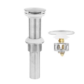 Rackickyer Bathroom Sink Drain,Drain Stopper Bathroom Sink Without Overflow,Pop Up Drain Assembly with Detachable Strainer Basket,Built-in Anti-Clogging, Stainless Steel Nut Brushed Nickel