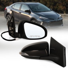 Lqito Right Passenger side Mirror Fits 2014-2018 Toyota Corolla Sedan/Hatchback with Power Glass Heated and Turn signals without Blind Spot Match Black Replace 8791002G11(7Pins)
