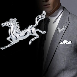 Lucky Horse Brooch Pin for Men Women Western Animal Race Horse Brooch Pins Breastpin Costume Accessories Jewelry (Silver)