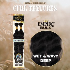 Sensationnel Empire bulk hair braiding - wet and wavy deep bulk human hair with for knotless box or boho hair styles - HH Empire wet and wavy deep bulk 1 pack (18 inch, 2 DARKBROWN)