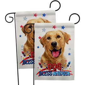 Breeze Decor Patriotic Yellow Labrador Retriever Garden Flag-2pcs Pack Dog Puppy Spoiled Paw Canine Fur Pet Nature Farm Animal Creature House Banner Small Yard Gift Double-Sided, Made in USA