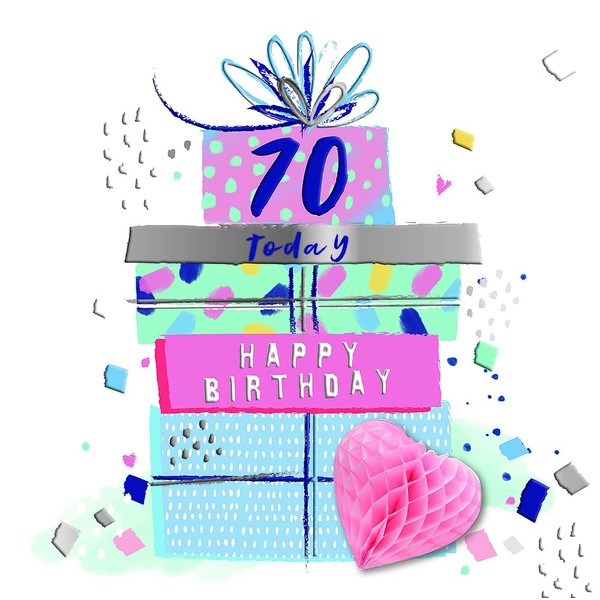 70 Today Fold Out Honeycomb 70th Birthday Greeting Card Talking