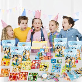 Blue-y Party Bag Children's Birthday Set Party Favour Toy with Sticker Badge Bracelets Gift Bags Stickers Easter Gifts Fillers for Girls Boys