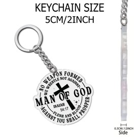 TADAVAX Man of God Keychain - Inspirational Christian Gifts for Men - Faith-Based Religious Key Ring for Pastors, Fathers, and Believers - Durable & Stylish Acrylic Keychain - 2 Inch