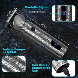 All-in Rasuradora Electrica Afeitadora Eléctrica Kit 6-en-1 Profesional Barba Nariz Maquina para Afeitar Cortadora de Cabello Pelo Corporal con Base 6