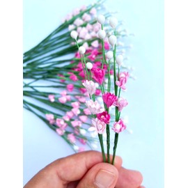 ICRAFY 25 Pink Tiny Bouquet Mulberry Paper Flower Artificial Craft Scrapbook Accessory DIY