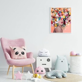 Ginkko Paint by Numbers for Adults Beginner & Kids Ages 8-12 with Wooden Frame Easy Acrylic on Canvas 9x12 inch with Paints and Brushes, Girls and Flowers(Include Framed)