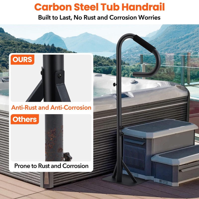 GarveeLife Hot Tub Handrail with LED Light, 360° Rotatable Spa