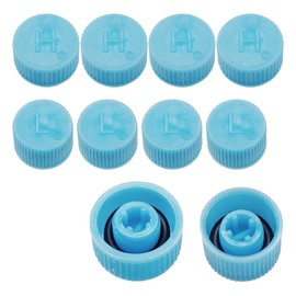 GAOLAOSY Car A/C Valve Core Cap, AC System Charging Port Seal Caps, Leakproof High & Low Side Pressure Valve Covers Kit, Car R134a Air Conditioning Refrigerant Port Repair Accessories (10PCS)