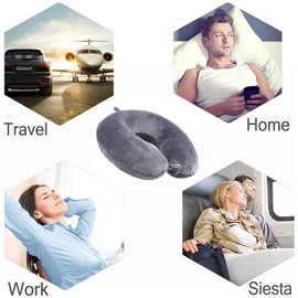 CLRUPR Travel Pillow, Memory Foam Neck Pillow- Head Neck Support Airplane Pillow for Traveling, Car, Home, Office,Super Lightweight Portable Headrest (Gray)