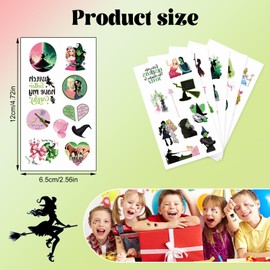 20 Sheets Witchy Temporary Tattoos Magic Witch Tattoos Stickers Waterproof Cartoon Bad Witchs Temporary Tattoos Stickers Set for Party Favors Decorations Supplies