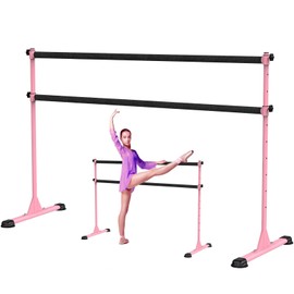 Lifeswell Height Adjustable Ballet Barre, 6ft Heavy Duty Freestanding Dance Bar with Fabric Covered Cross Bar, Anti-Slip Sturdy for Kids & Adults, Ideal for Home, Ballet, Fitness, Yoga