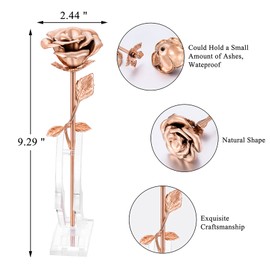 Rose Flower Keepsake Urn for Ashes Sympathy Gift Small Stainless Steel Urn Mini Cremation Urn Keepsake Rose for Sharing Human Ashes-Rose Gold