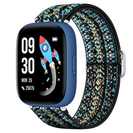 Compatible for BIGGERFIVE Smart Watch Band, Lamshaw 22mm Quick Release Stretch Elastics Nylon Adjustable Replacement Strap Accessories Compatible with BIGGERFIVE BW01, BIGGERFIVE BW02 Smart Watch (Blue Sky)