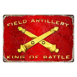 mokarier Vintage Field Artillery King Of Battle Tin Sign for Man Cave Garage Bedroom Office Decor Room Decor Signs Outdoor Wall Plaques 8"x12" Inch