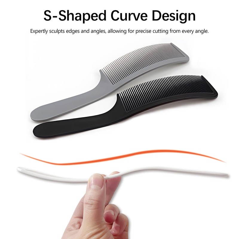 3-Piece Curved Barber Clipper Comb Set in Black, White, Grey: