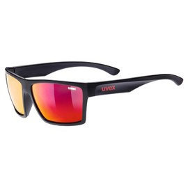 uvex LGL 29 - Sonnenbrille für Damen und Herren - verspiegelt - Filterkategorie 3 - black matt/red - one size