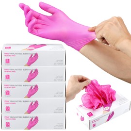 Uiifan 500 Pairs Vinyl Nitrile Blend Gloves Disposable Latex Free Powder Free Gloves for Esthetician, Cleaning Gloves(Small)