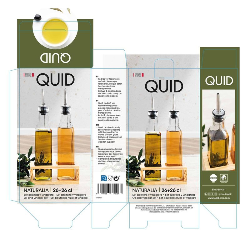 Quid 8414793719261 Clear Plastic Oil and Vinegar Set
