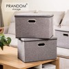 PRANDOM Large Collapsible Storage Bins with Lids [3-Pack] Linen/Cotton Blend