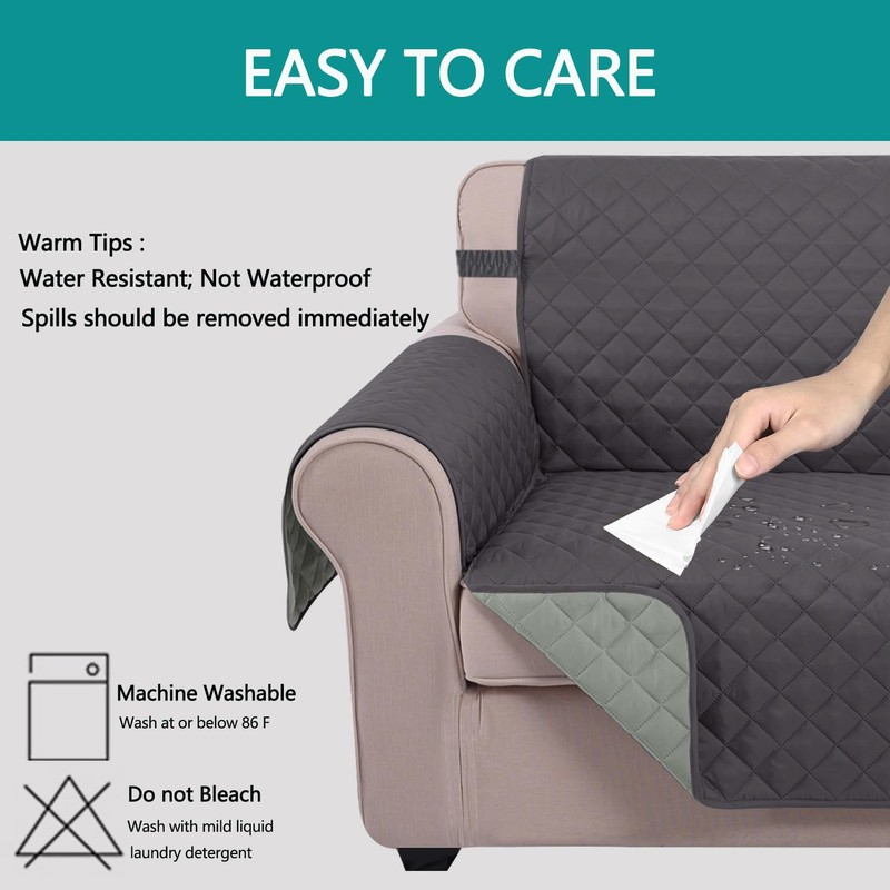 U-NICE HOME Loveseat Sofa Cover Reversible Couch Cover for Dogs