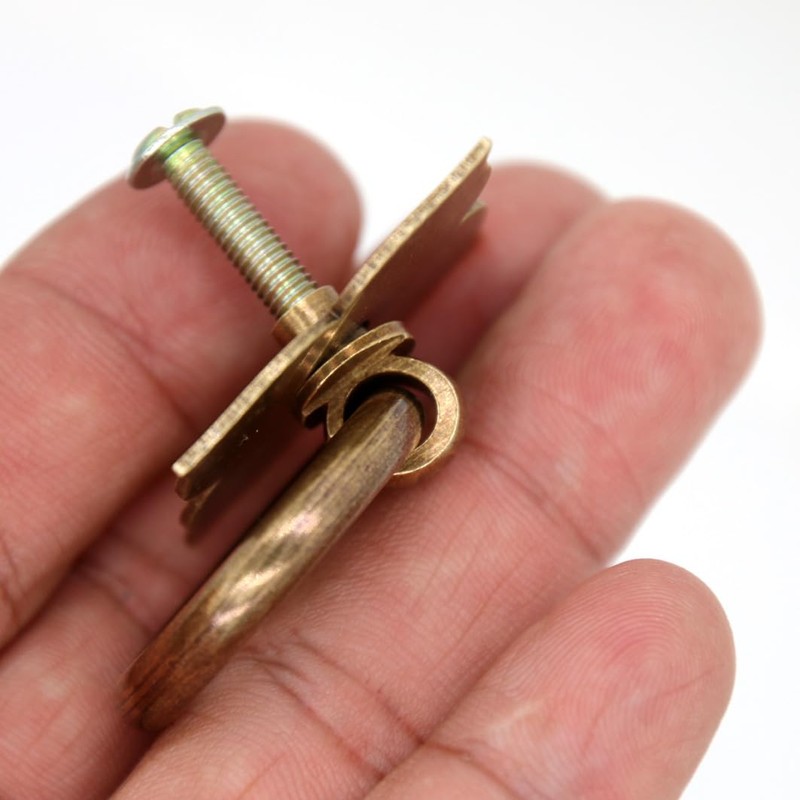 LXZ 6 PCs Vintage Antique Brass Ring Pulls with Four-Leaf