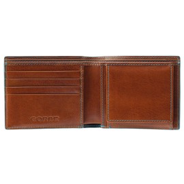 Golbe Men's Wallet, Vegetable Tanned Leather, Smart C/E Bifold (Dark Brown)