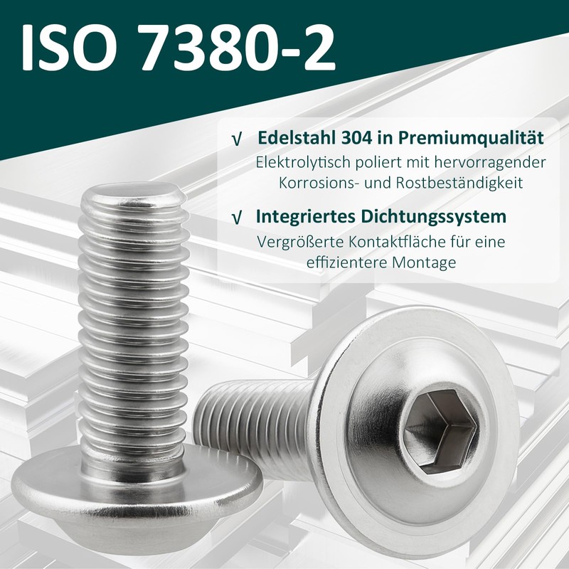 M6 Schrauben Silber, 25 Stück Flachkopfschrauben M6x16mm, Linsenkopfschrauben Edelstahl, Edelstahlschrauben