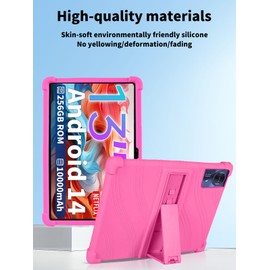 Case for TECLAST T65Max Tablet 13inch,NOUKAJU Tablet Protection Case,Adjustable Bracket,Soft Silicone,Silicone Protection Cover for TECLAST T65Max(Rose-Red)