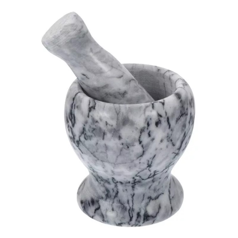 CL Mortero De Marmol Con Maja Pistillo Molcajete Especias Gris