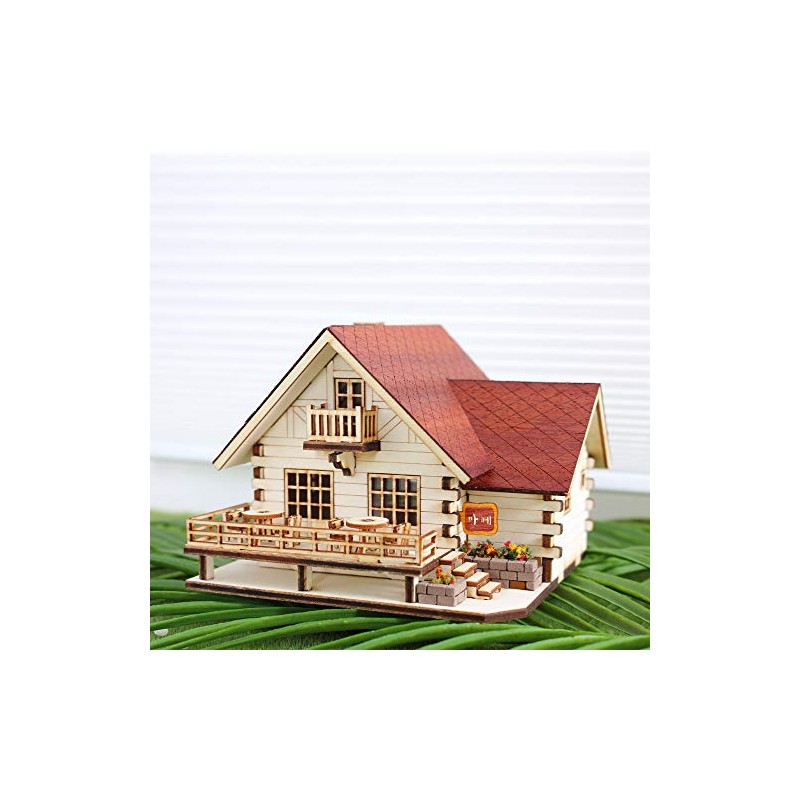 Young Modeler Desktop Wooden Model Kit Log House Cafe