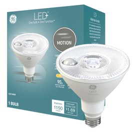 GE LED+ Motion LED Light Bulbs, 15W, PAR38 Outdoor Security Floodlights, Warm White (1 Pack)