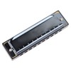 Black Harmonica C Key 10 Hole Blue Harp Stainless Steel