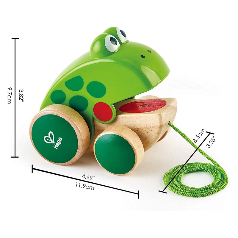 Hape Frog Pull-Along | Wooden Frog Fly Eating Pull Toddler