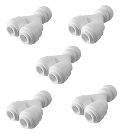 PureSec RO Fittings Y Type 3/8 inch Tubing OD Use Two Way Water Line Splitter Quick Connect Tube Fittings Push to Connect Plastic Connectors for Water Filtration System(Pack of 5)
