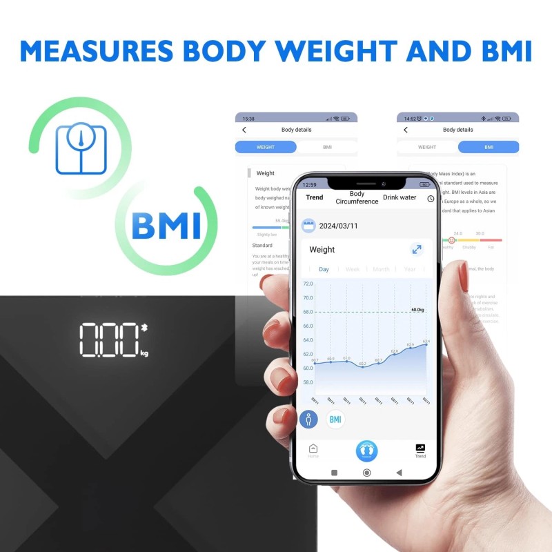 T Electronics Digital Scale for Body Weight and BMI with