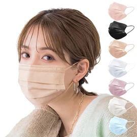 cicibella Non-woven Pleated Mask, 51 Pieces, Mask, 3D Size, Large, Thin, Summer Mask, Color Mask, Regular Size, Hazelnut