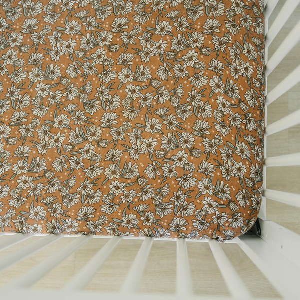 Magnolia Muslin Crib Sheet by Mebie Baby, Soft and Breathable