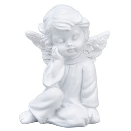 Joyzan Cherub Statue, Resin Lovely Style White Baby Figurines Angel Garden Memorial Decoration Indoor Outdoor Adorable Sculptures Countertop Shelves Bedside Table Lawn Gazebo Patio Porch Entryway Home