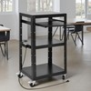 DWVO AV Presentation Cart Stand w/Power Strip & Casters, Adjustable