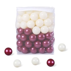 GUESVOT Red Ball Pit Balls - Crush Proof Plastic Balls for Ball Pit Pack of 100pcs Set for Toddlers Ball Pool Playtent Tunnels with Reusable Storage Bag - 2.16 Inch (Beige+Red)