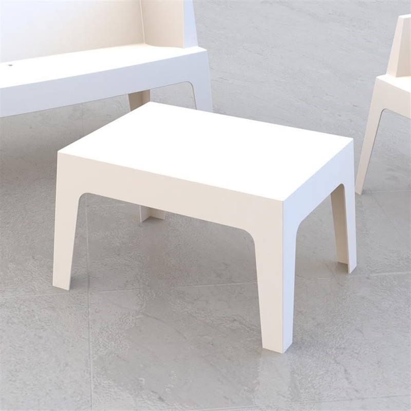 Compamia Box Resin Patio Coffee Table in White, Commercial Grade